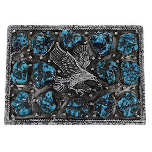 Turquoise Southwest Genuine Sterling Silver Eagle Belt Buckle PS70763